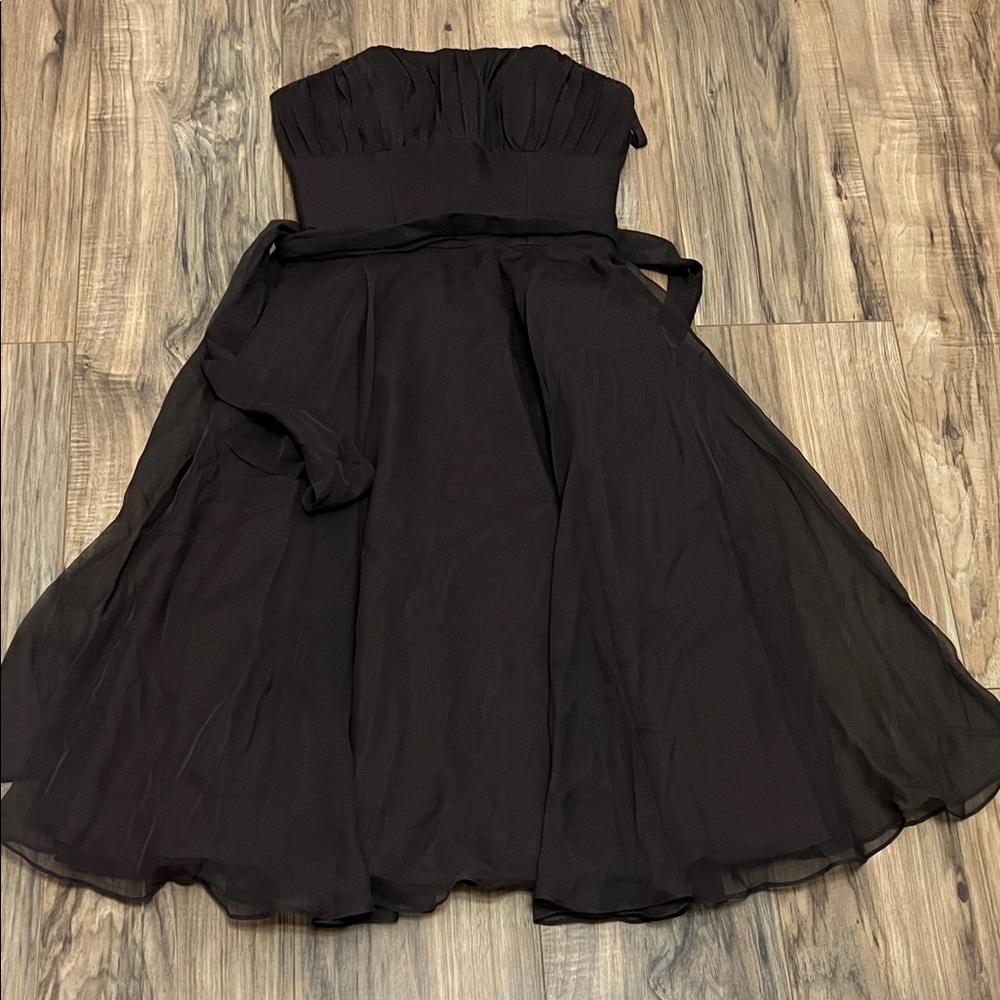 Elegant Brown Chiffon Strapless Dress Sz 1/2